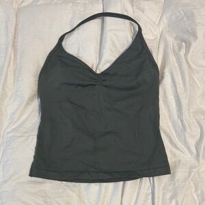 Women's dark green (pistachio) strappy longline top
